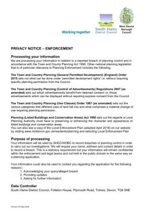 Planning Privacy Notice