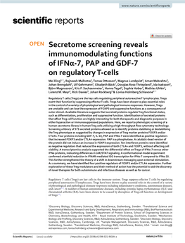 Secretome Screening Reveals Immunomodulating Functions Of