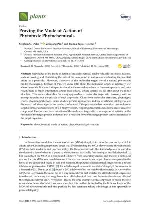 Proving the Mode of Action of Phytotoxic Phytochemicals