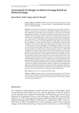 Assessment of Changes in Forest Coverage Based on Historical Maps