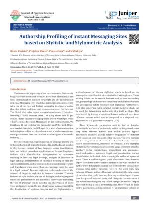 Authorship Profiling of Instant Messaging Sites Based on Stylistic and Stylometric Analysis