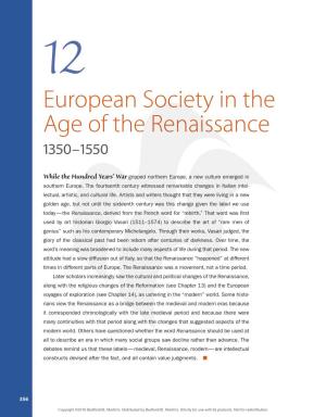 European Society in the Age of the Renaissance 1350 – 1550