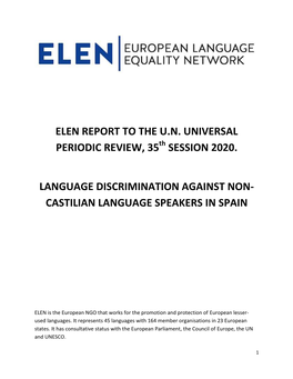 UN UPR 2020 ELEN Report on Spain