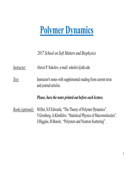 Polymer Dynamics