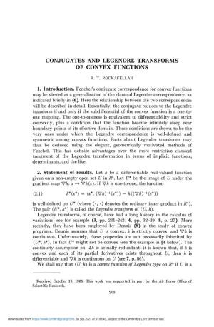 Conjugates and Legendre Transforms of Convex Functions