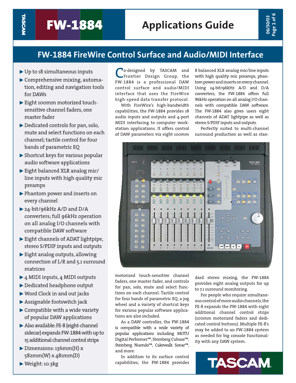 FW-1884 Applications Guide 1 06/30/03 Page