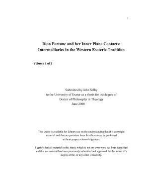 Dion Fortune and Her Inner Plane Contacts: Intermediaries in the Western Esoteric Tradition