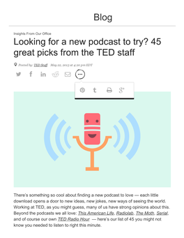Looking for a New Podcast to Try? 45 Great Picks from the TED Staff