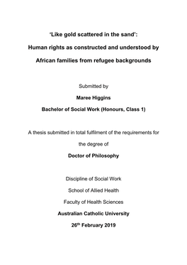 Human Rights As Constructed and Understood by African Families From