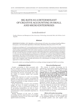 Big Bath As a Determinant of Creative Accounting in Small and Micro Enterprises