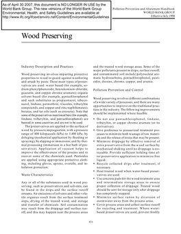 Wood Preserving Industry.” Draft Tech- Quired for Certain Batches and During Wet Nical Background Document