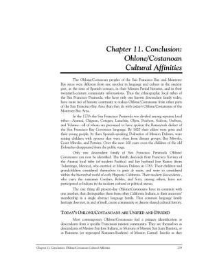 Chapter 11. Conclusion: Ohlone/Costanoan Cultural Affinities