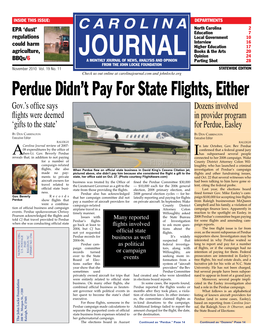 Perdue Didn't Pay for State Flights, Either