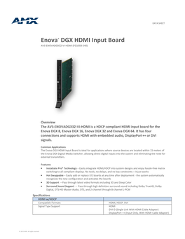 Enova DGX HDMI Input Board