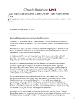 I Was Right About Russia-Gate; and I’M Right About Israel- Gate