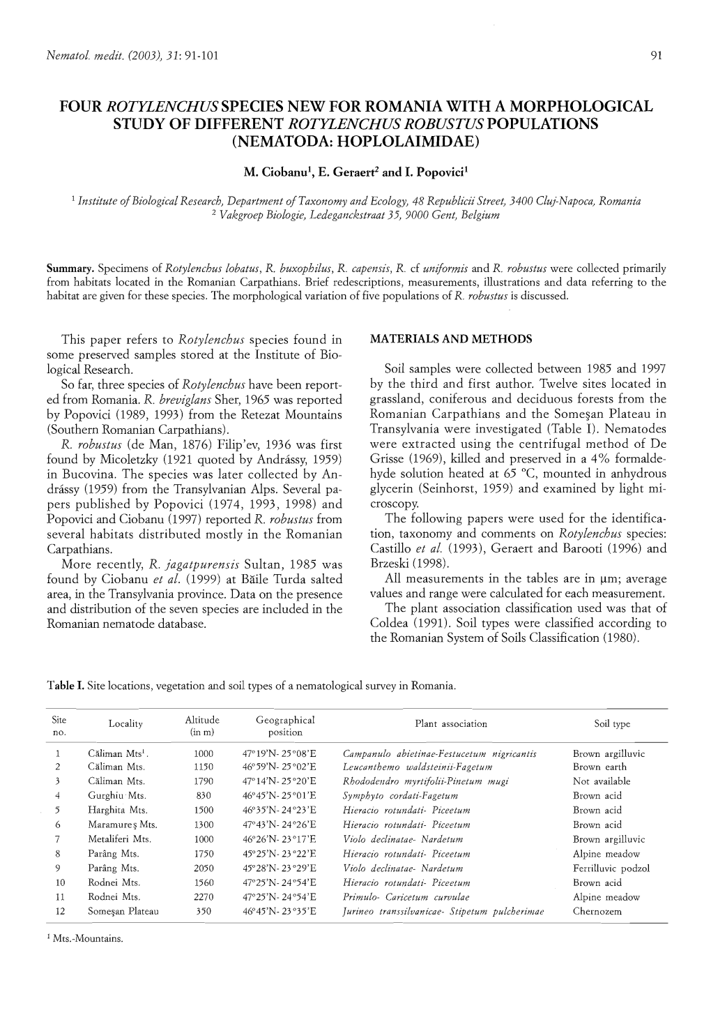 Four Rotylenchus Species New for Romania with a Morphological Study of Different Rotylenchus Robustus Populations (Nematoda: Hoplolaimidae)