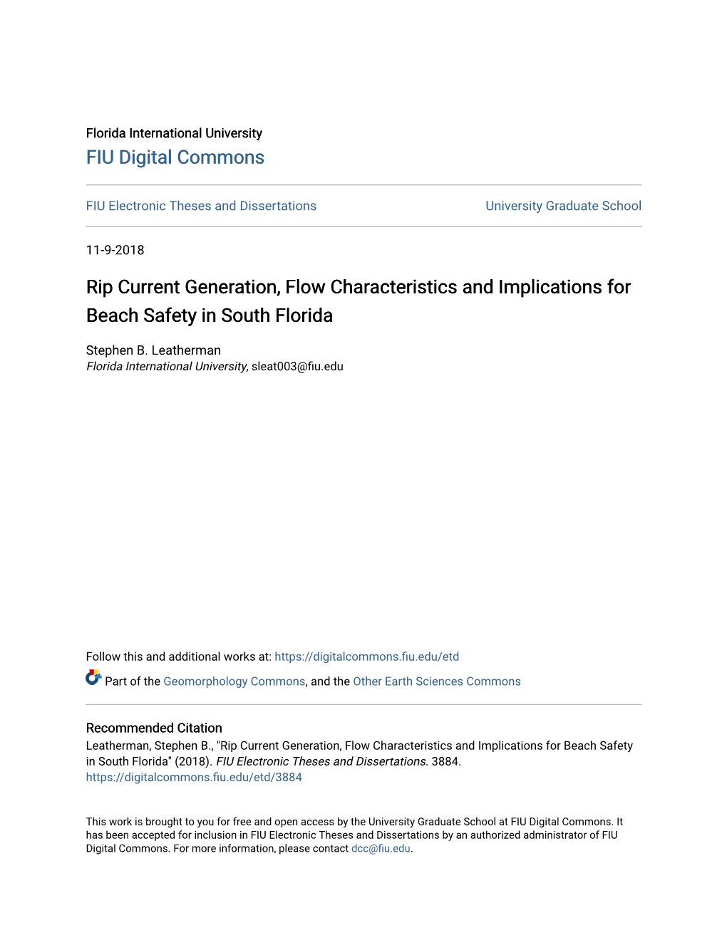 Rip Current Generation, Flow Characteristics and Implications for Beach Safety in South Florida