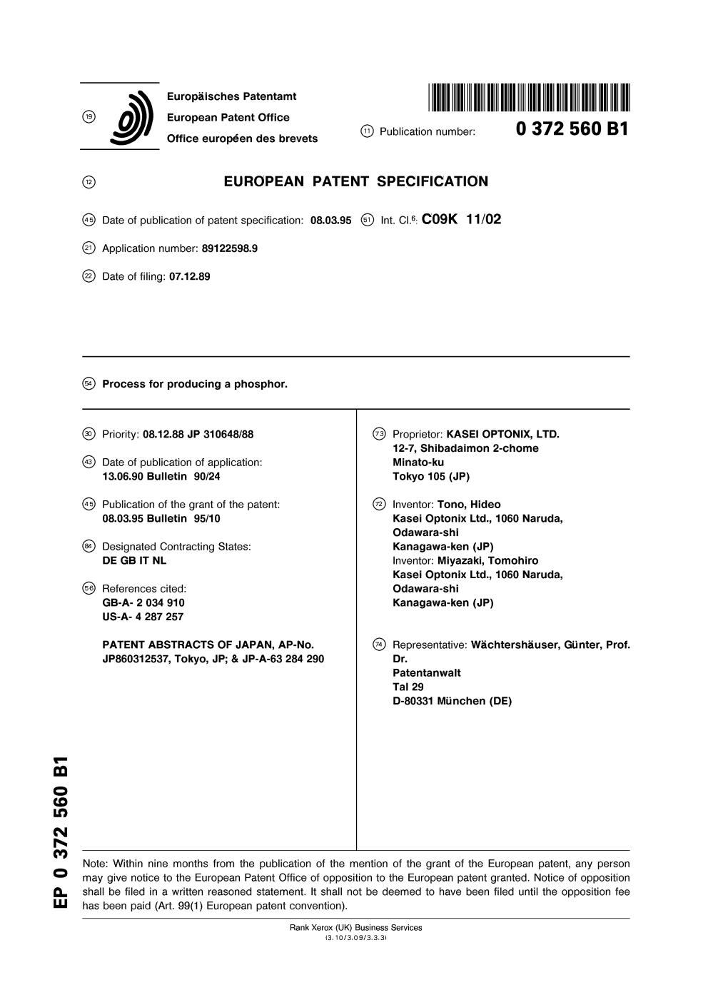 Process for Producing a Phosphor