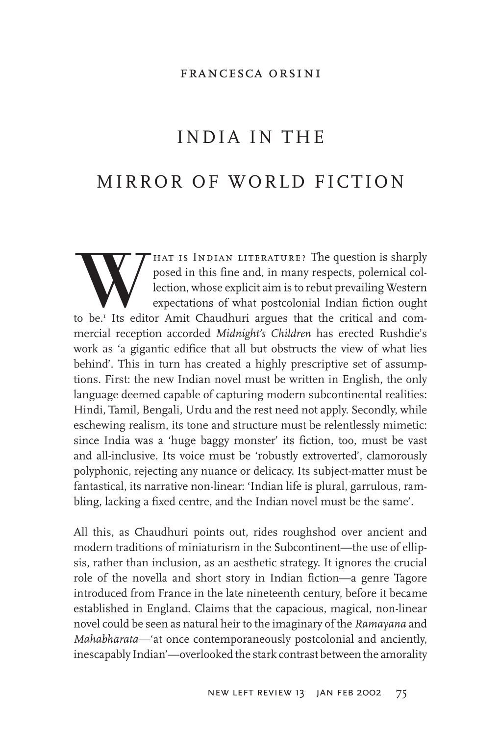 India in the Mirror of World Fiction