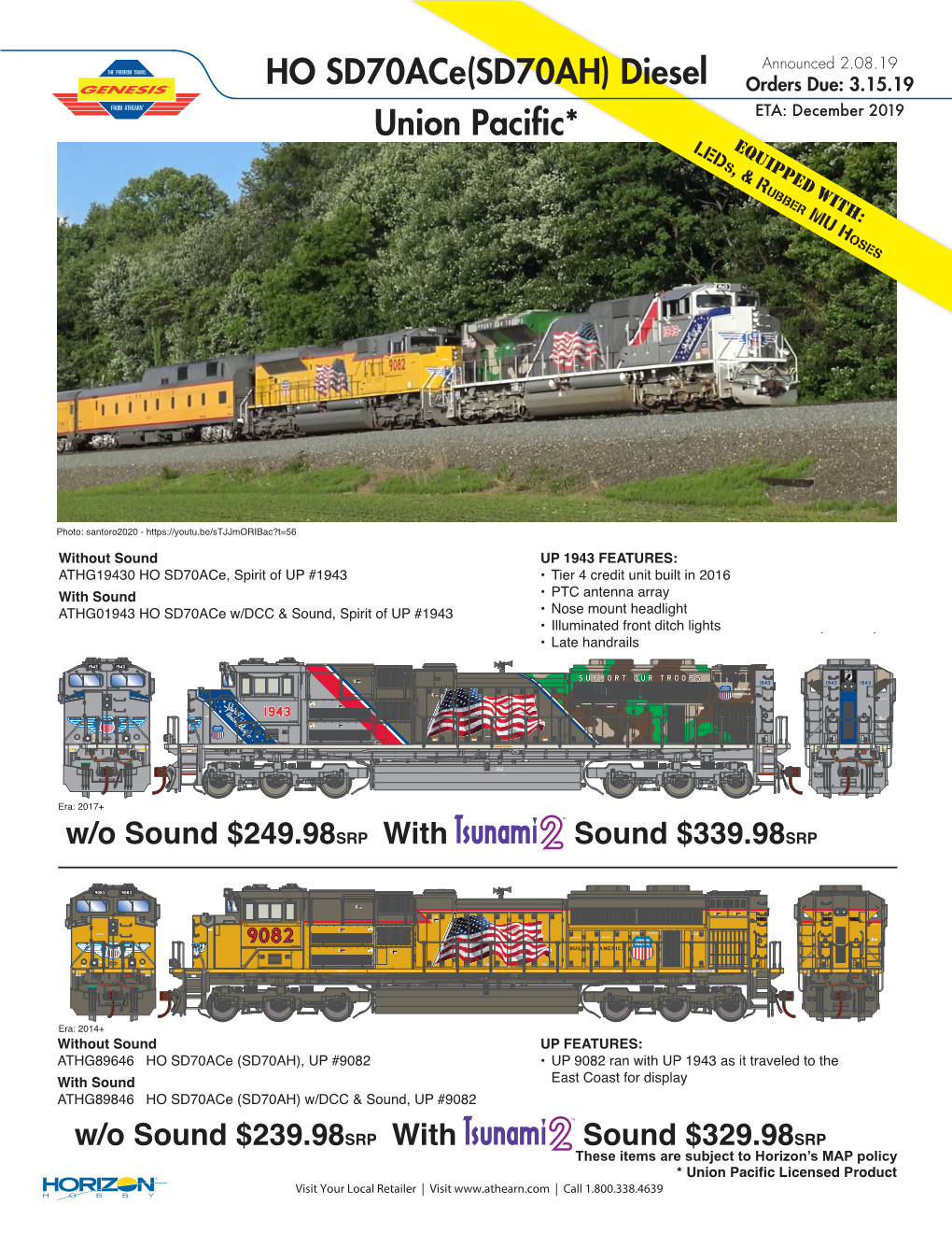 HO Sd70ace(SD70AH) Diesel Union Pacific*