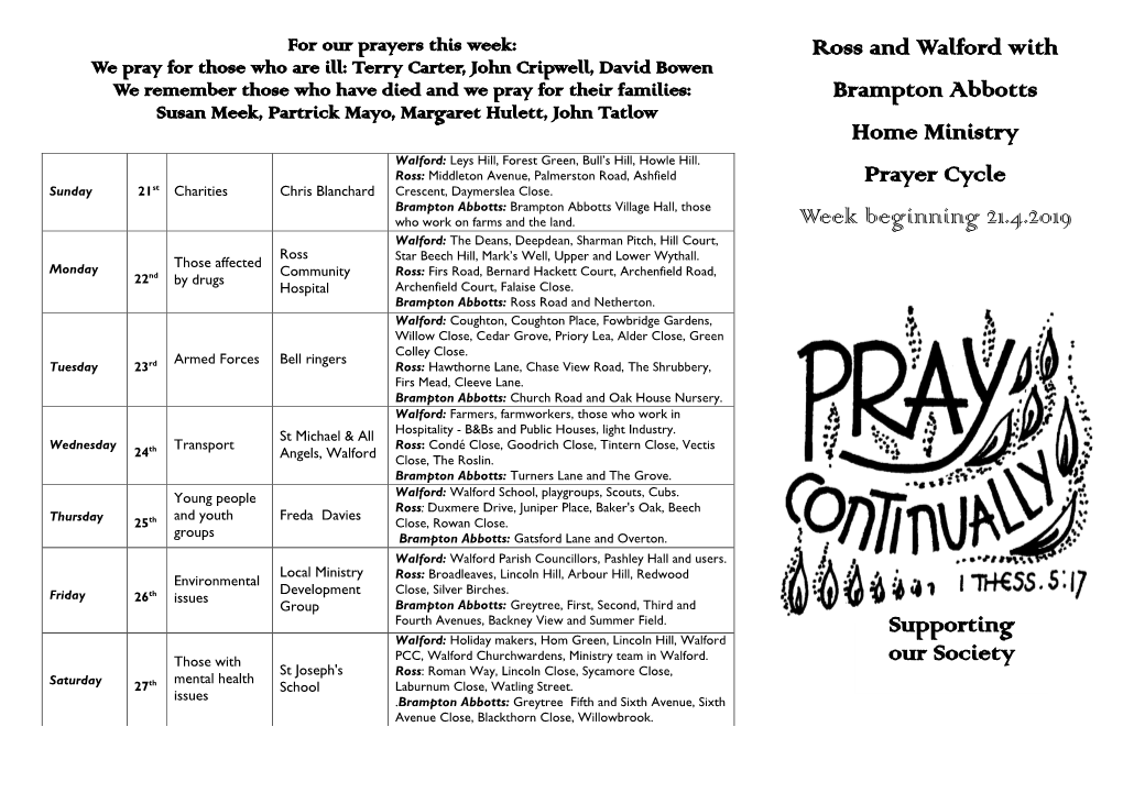 Ross and Walford with Brampton Abbotts Home Ministry Prayer Cycle