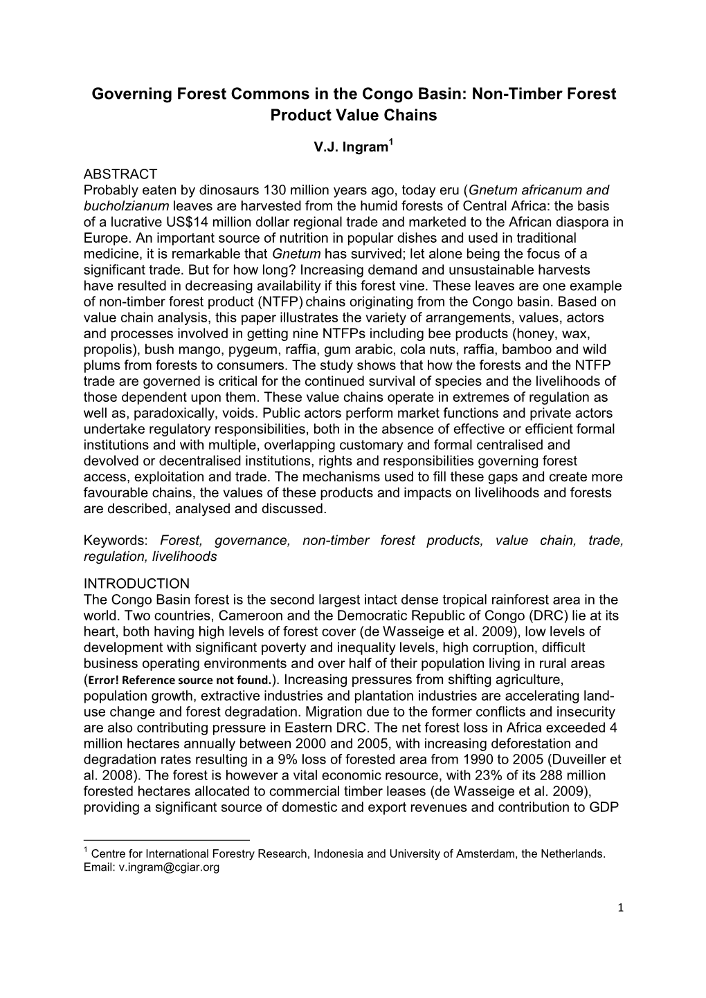 Non-Timber Forest Product Value Chains