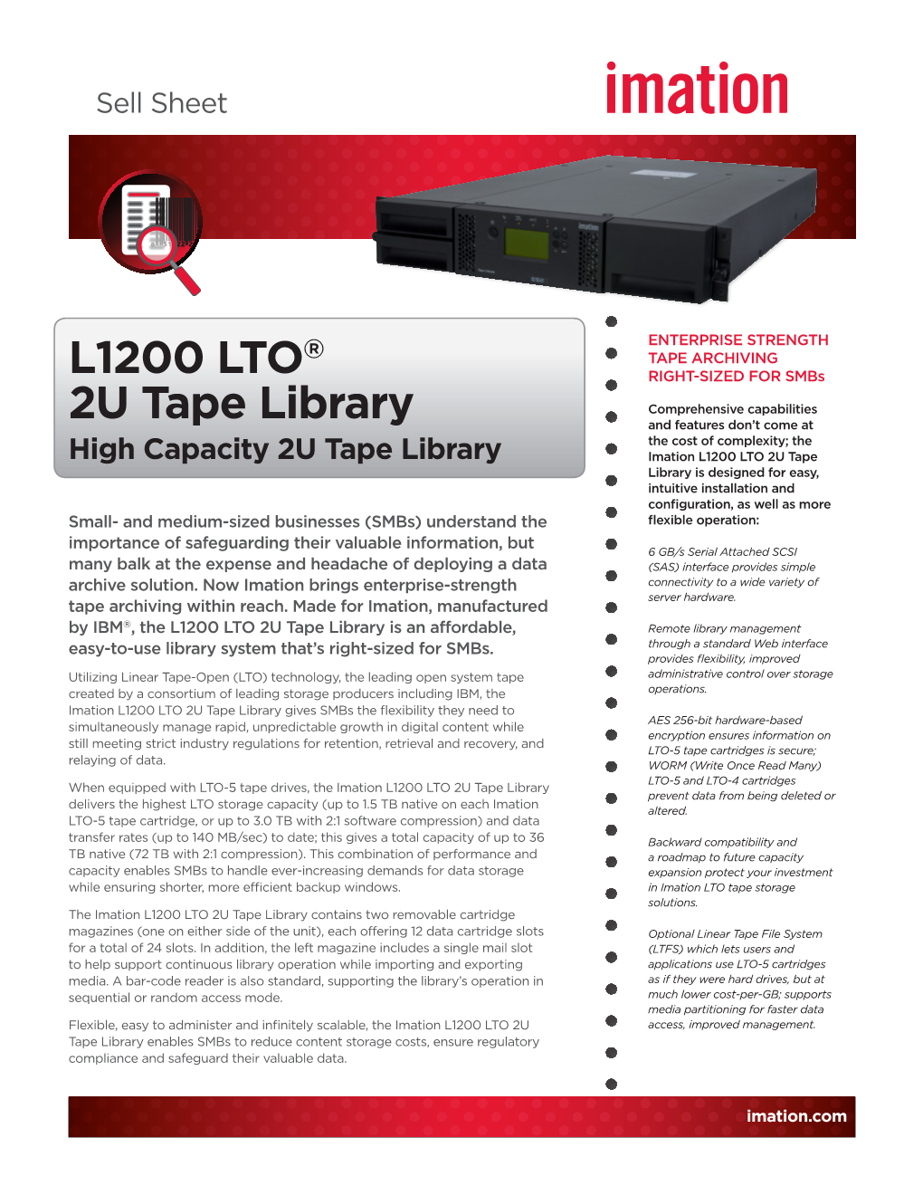 L1200 LTO® 2U Tape Library