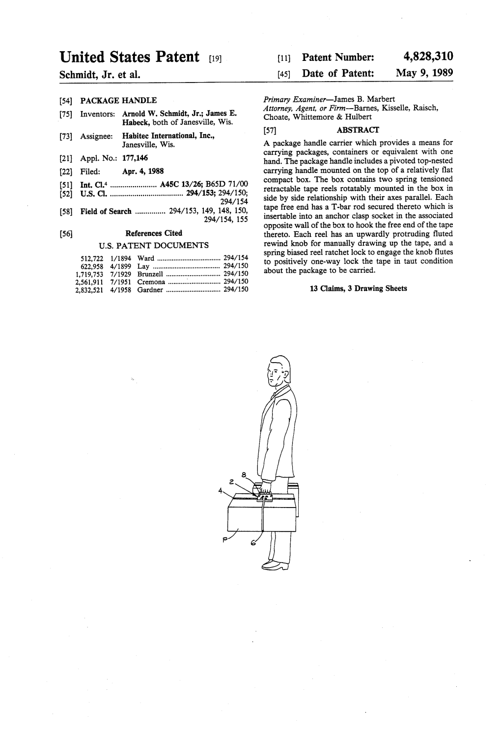 United States Patent (19) 11 Patent Number: 4,828,310 Schmidt, Jr