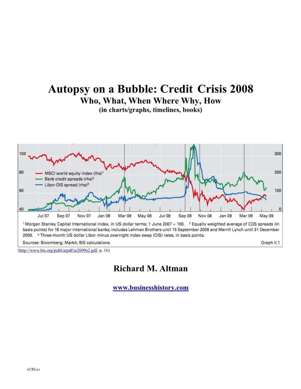 Autopsy on a Bubble: Credit Crisis 2008 Who, What, When Where Why, How (In Charts/Graphs, Timelines, Books)