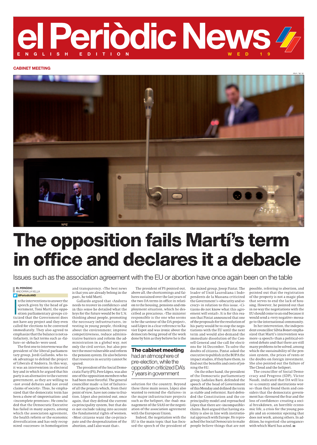 The Opposition Fails Martí's Term in Office and Declares It a Debacle