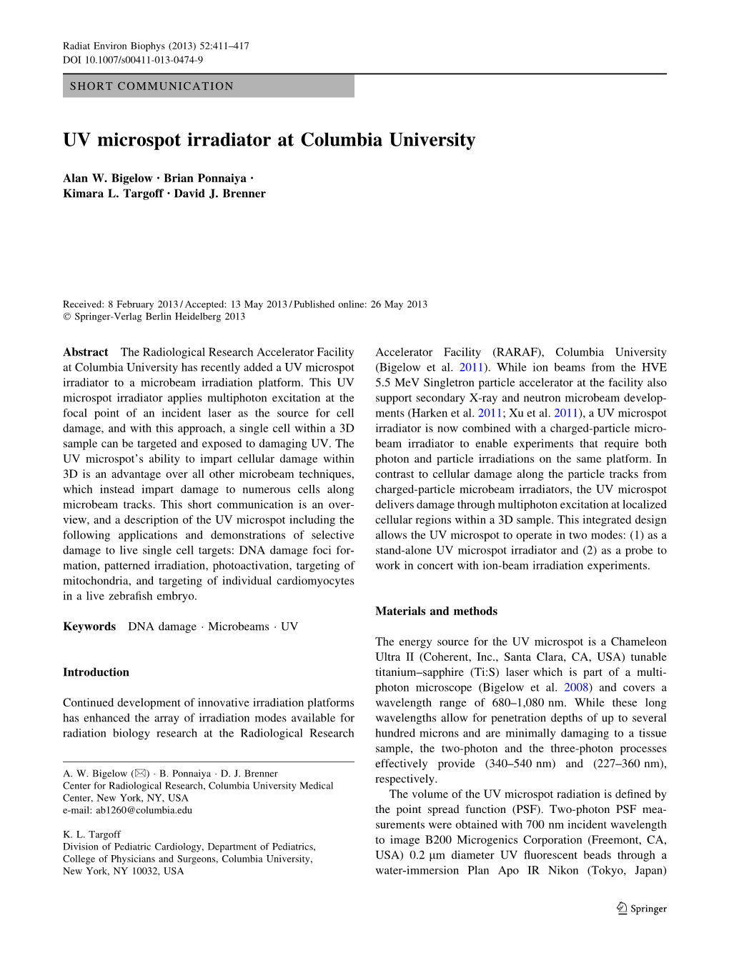 UV Microspot Irradiator at Columbia University