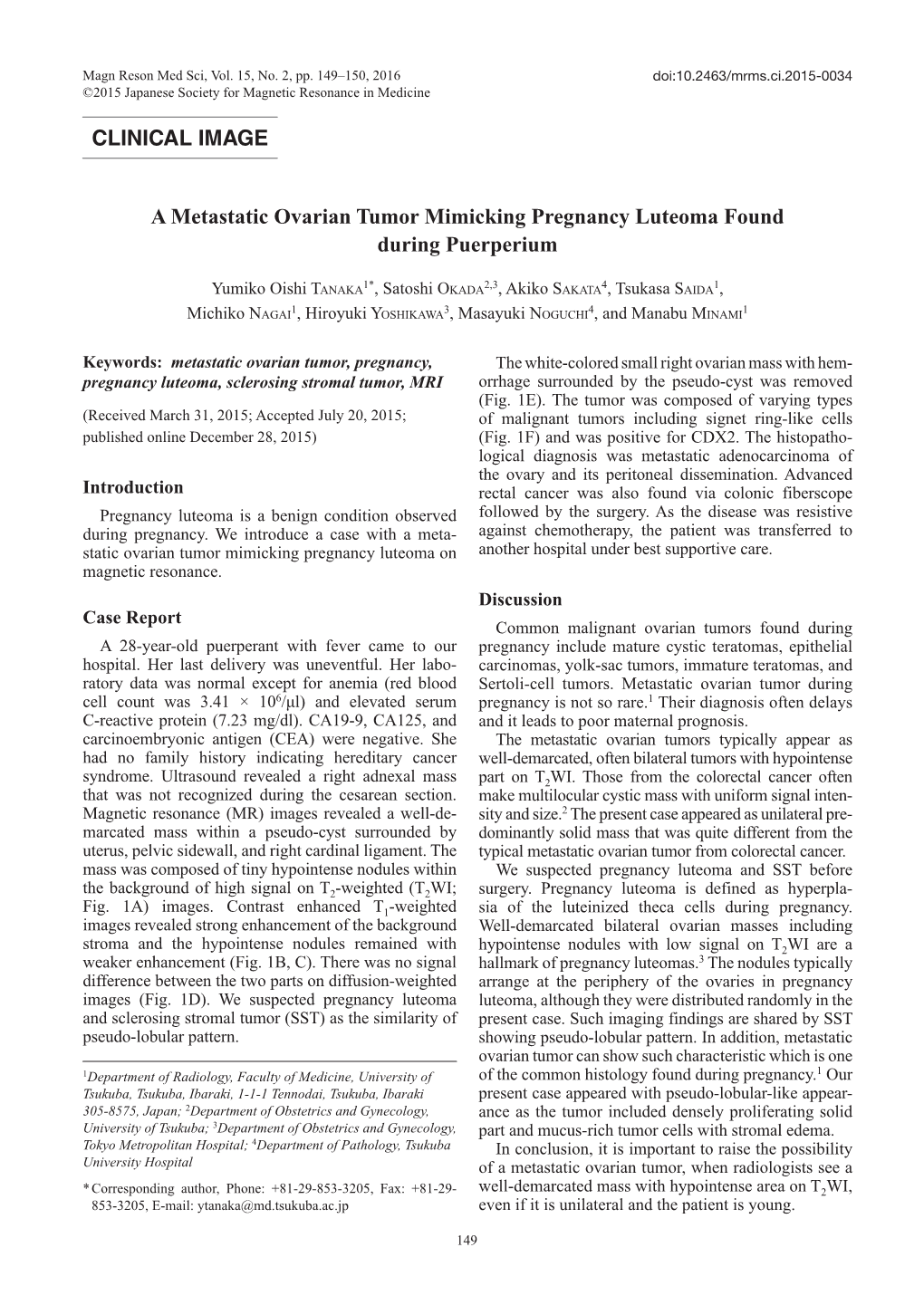 CLINICAL IMAGE a Metastatic Ovarian Tumor