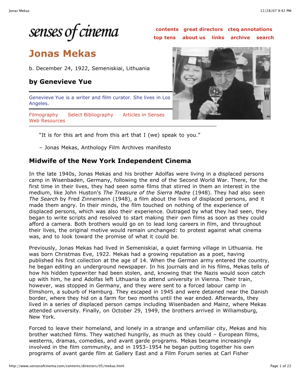 Jonas Mekas 12/28/07 9:42 PM