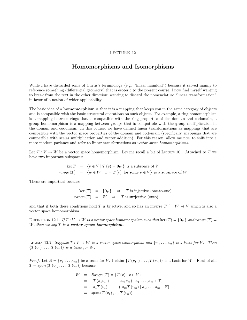 Homomorphisms and Isomorphisms