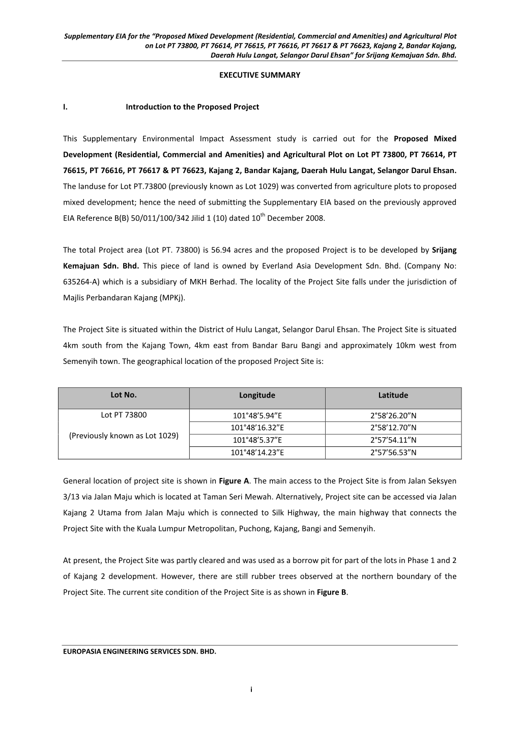 Supplementary EIA for the “Proposed Mixed Development (Residential