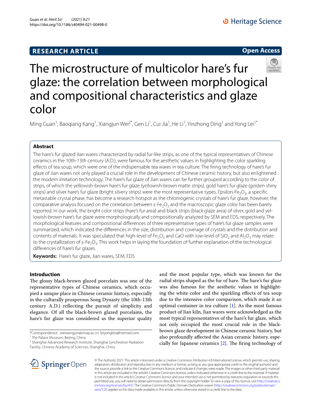 The Microstructure of Multicolor Hare's Fur Glaze