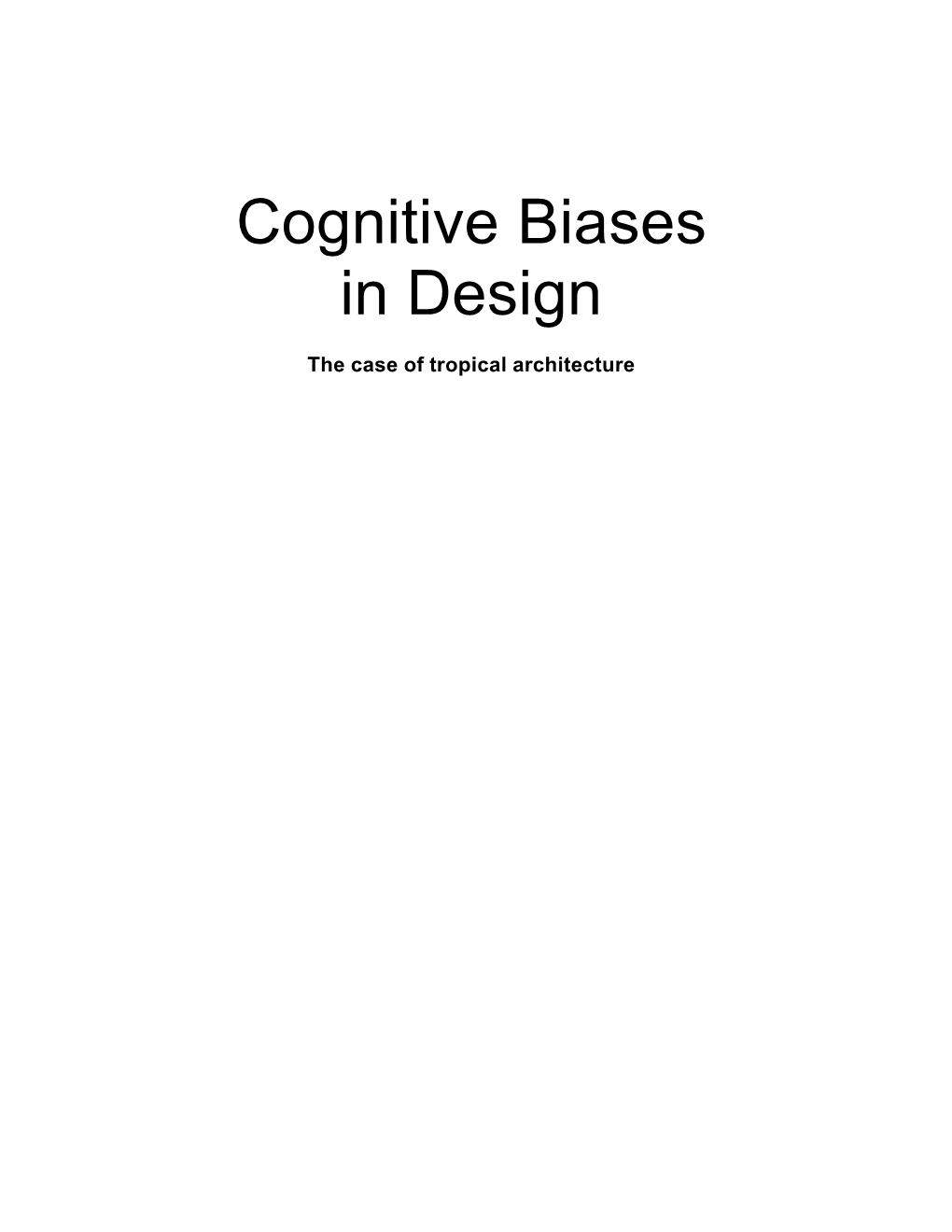 Cognitive Biases in Design