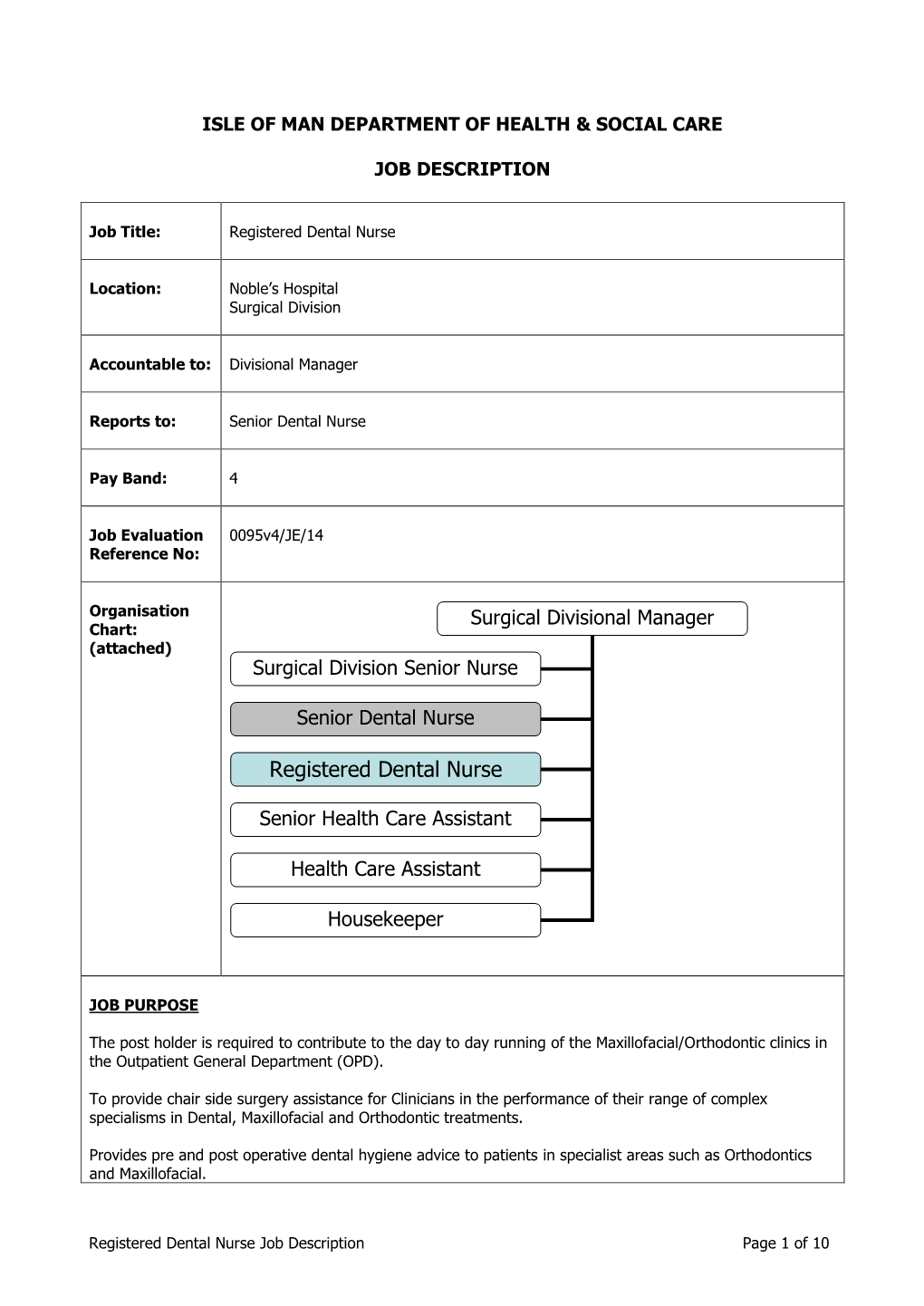 Isle of Man Department of Health & Social Care Job Description