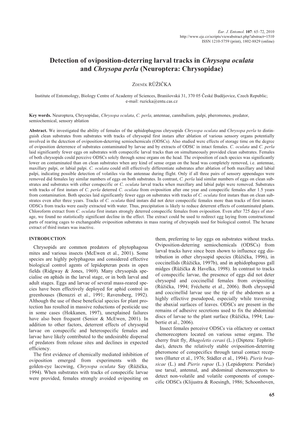 Neuroptera: Chrysopidae)