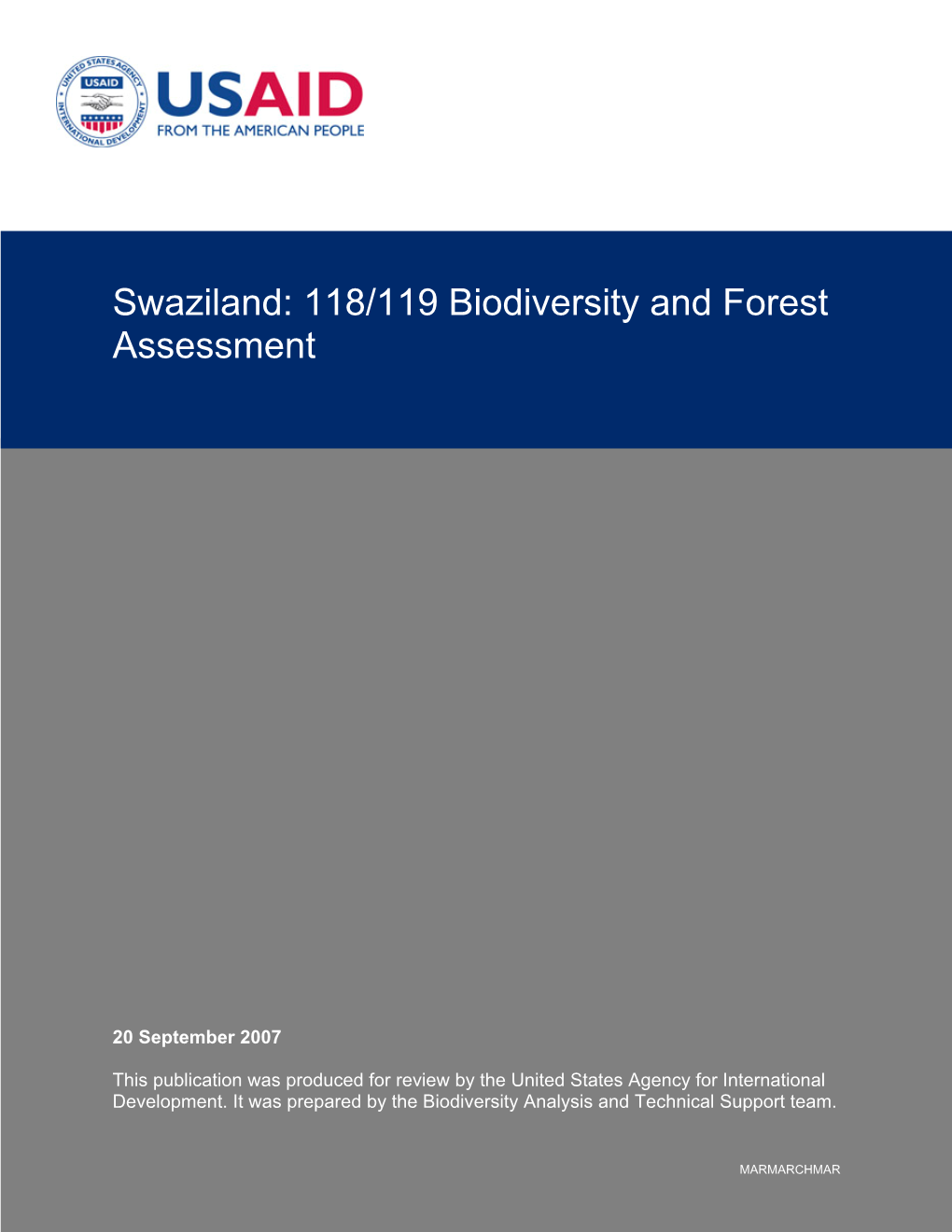 Swaziland: 118/119 Biodiversity and Forest Assessment
