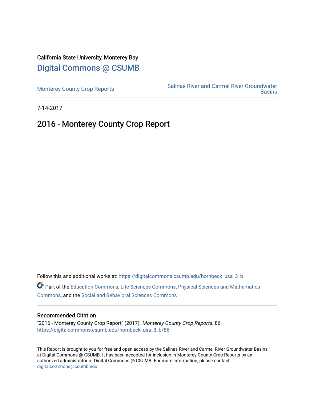 Monterey County Crop Reports Basins