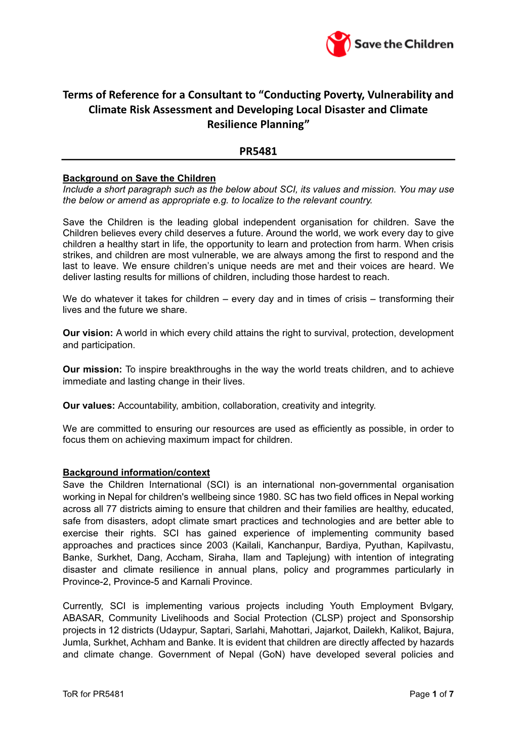 Conducting Poverty, Vulnerability and Climate Risk Assessment and Developing Local Disaster and Climate Resilience Planning”