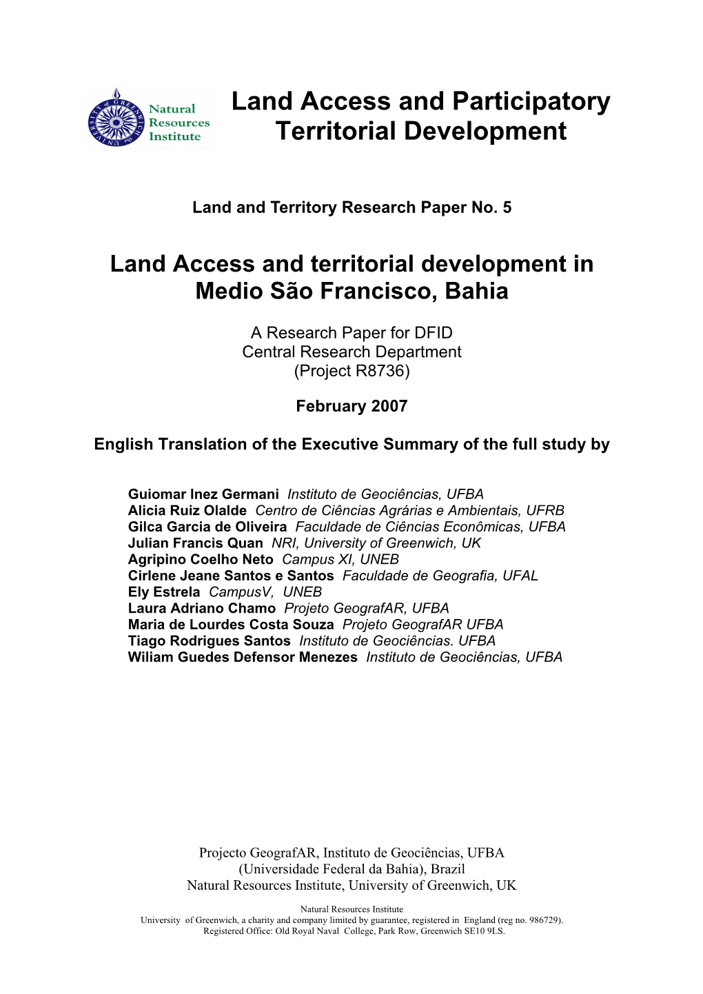 Land Access and Participatory Territorial Development