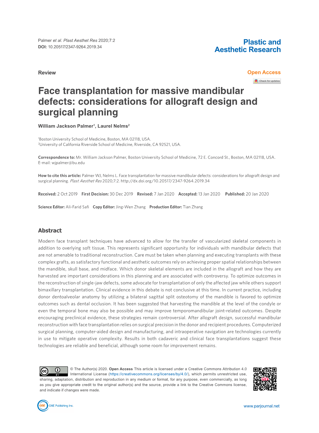 Face Transplantation for Massive Mandibular Defects: Considerations for Allograft Design and Surgical Planning