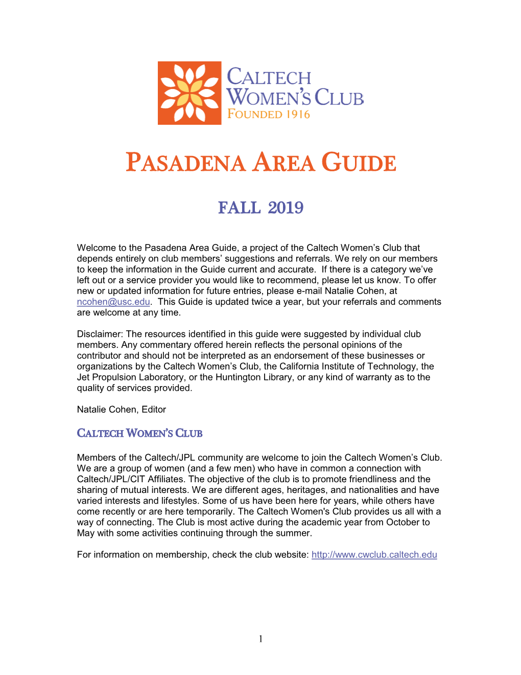 Pasadena Area Guide