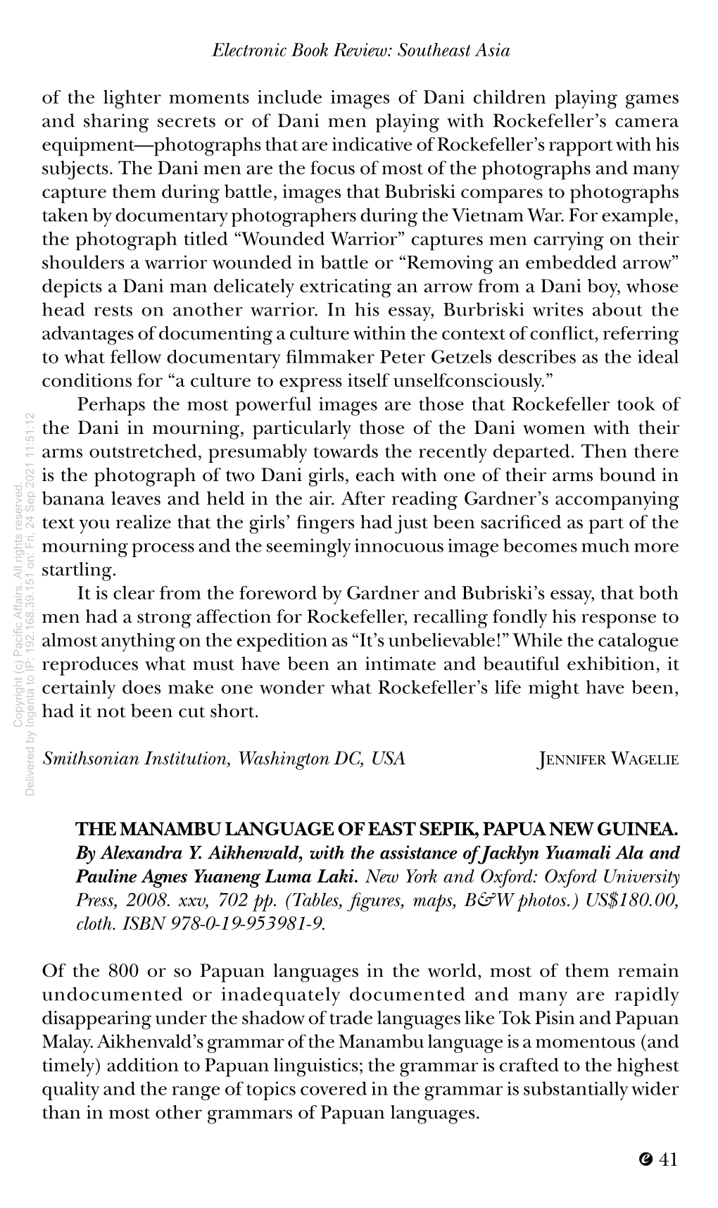 The Manambu Language of East Sepik, Papua New Guinea