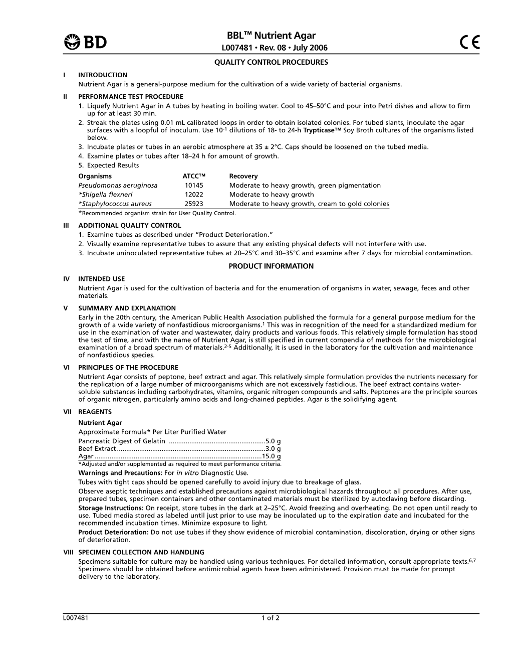 BBL Nutrient Agar