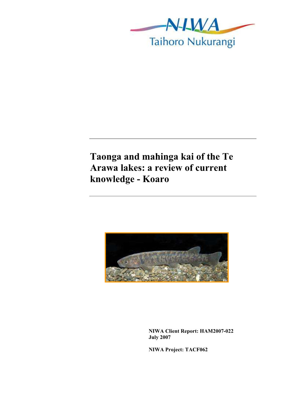 Te Arawa Species Report Koaro