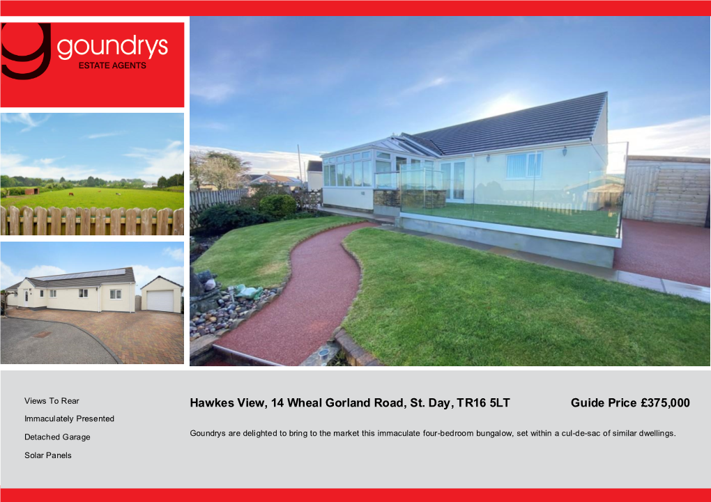 Hawkes View, 14 Wheal Gorland Road, St. Day, TR16 5LT Guide Price £375,000