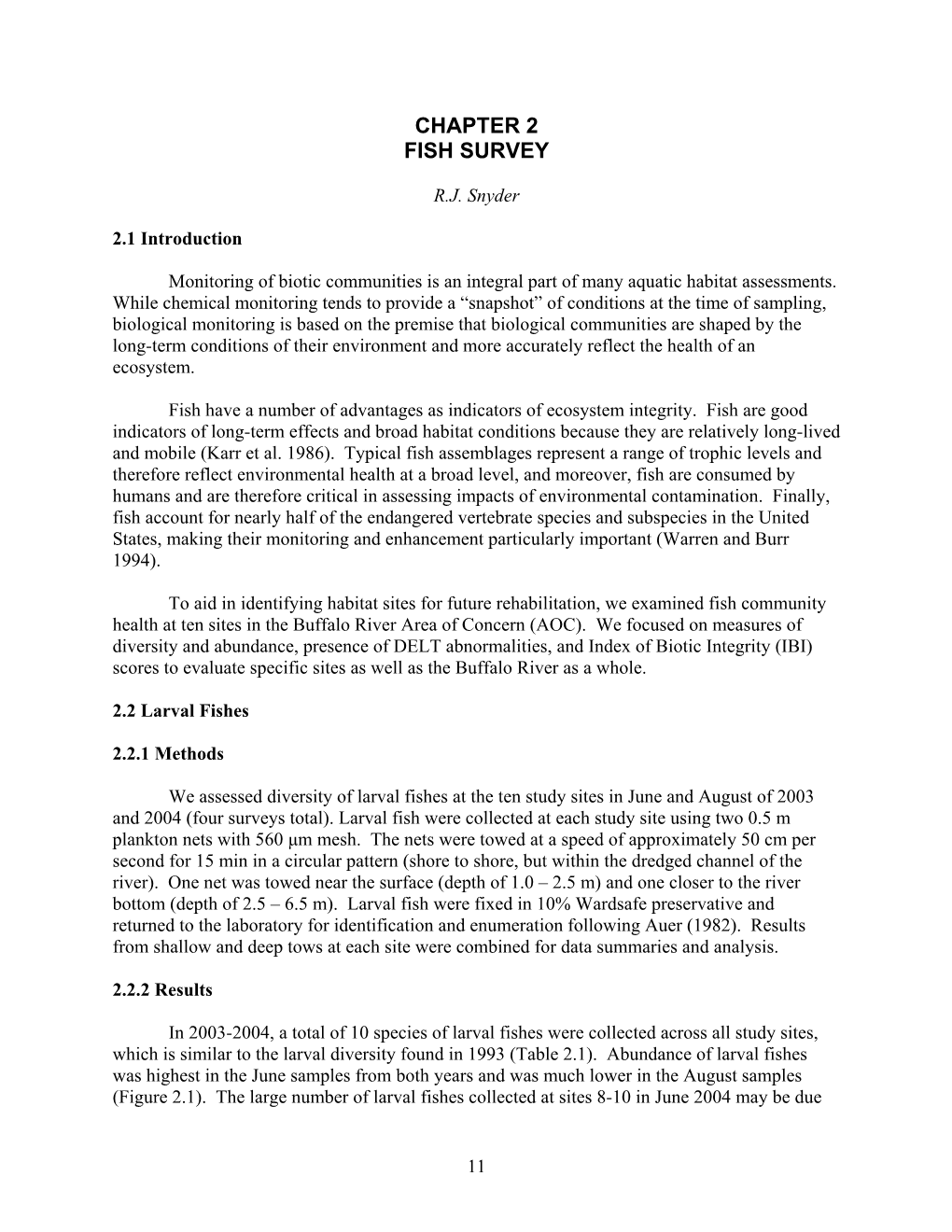 Assessment of Potential Aquatic Habitat Restoration Sites in The